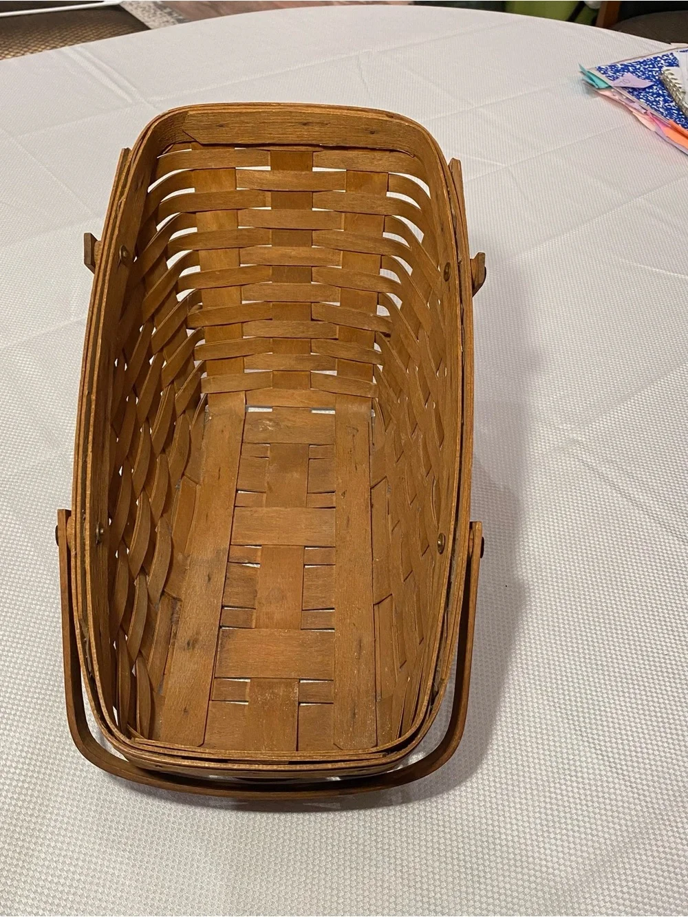 Longaberger Brown Woven Basket Tote with Top Handle